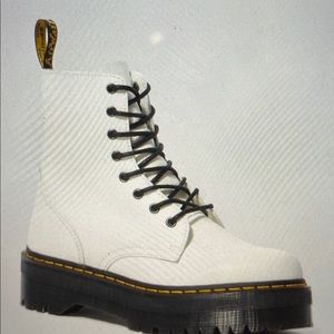 Doc Marten leather platform white boots